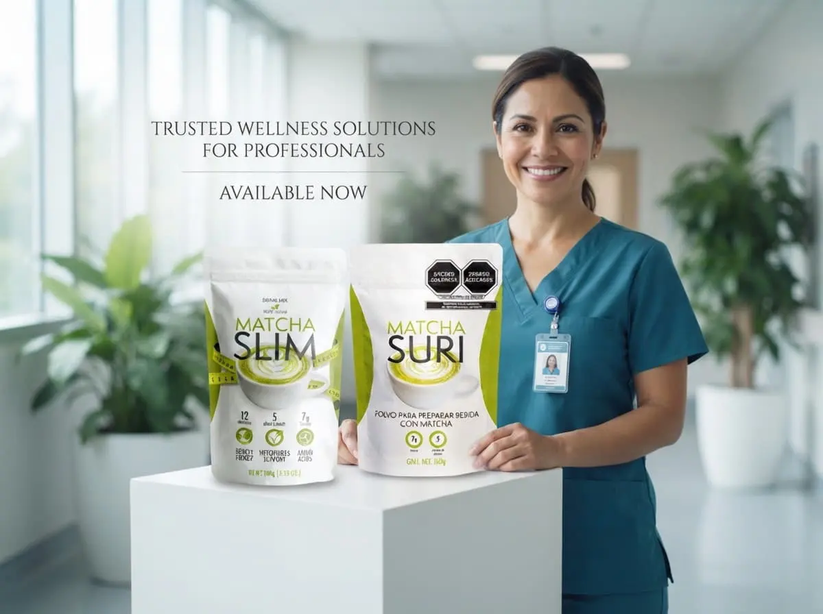 Wellness professional with Matcha Slim and Matcha Suri